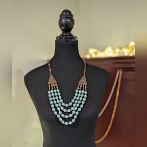 Elegant Boho Blue Beaded Necklace